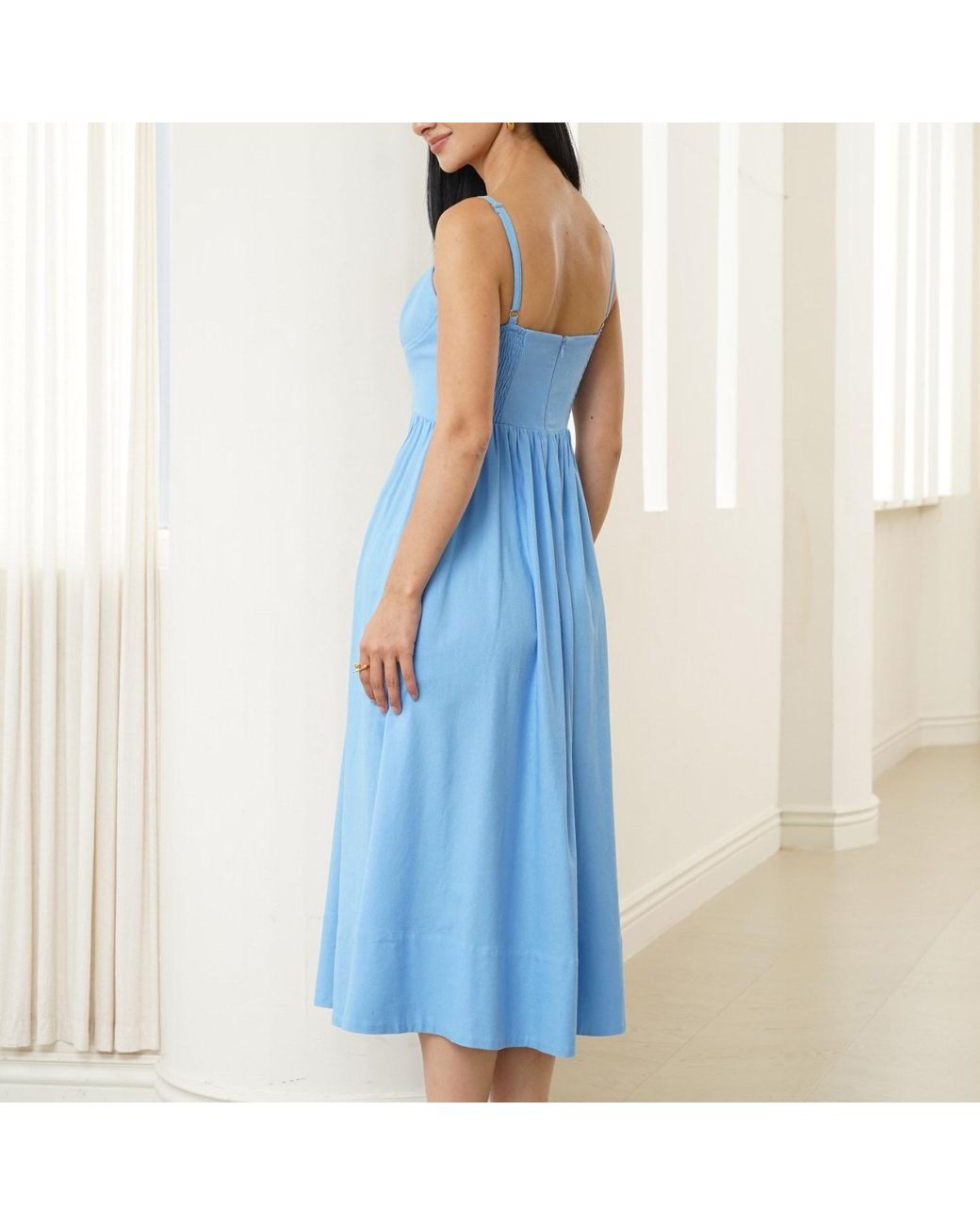 Yumi Kim Blue Sunday Date Linen Dress