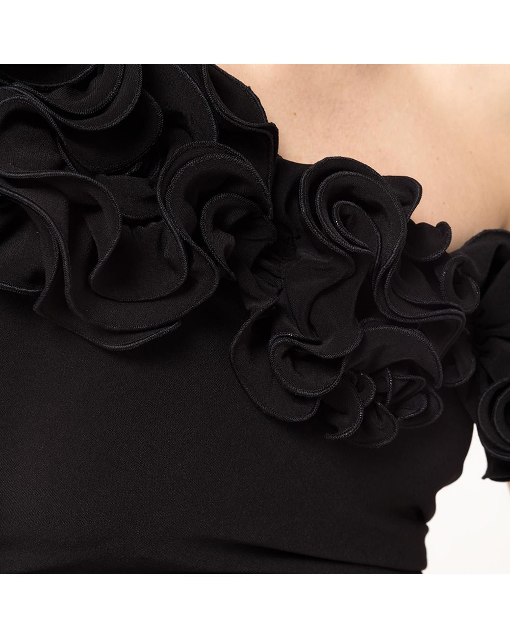 Nissa Black Floral-Appliqué Jersey Maxi Dress