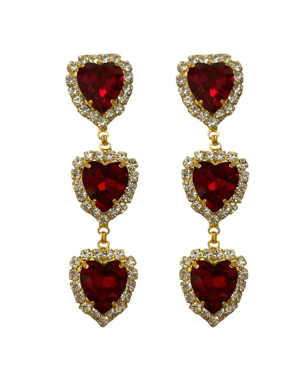 Achala Handcrafted Red Via Dell' Amore Ruby Heart Earrings