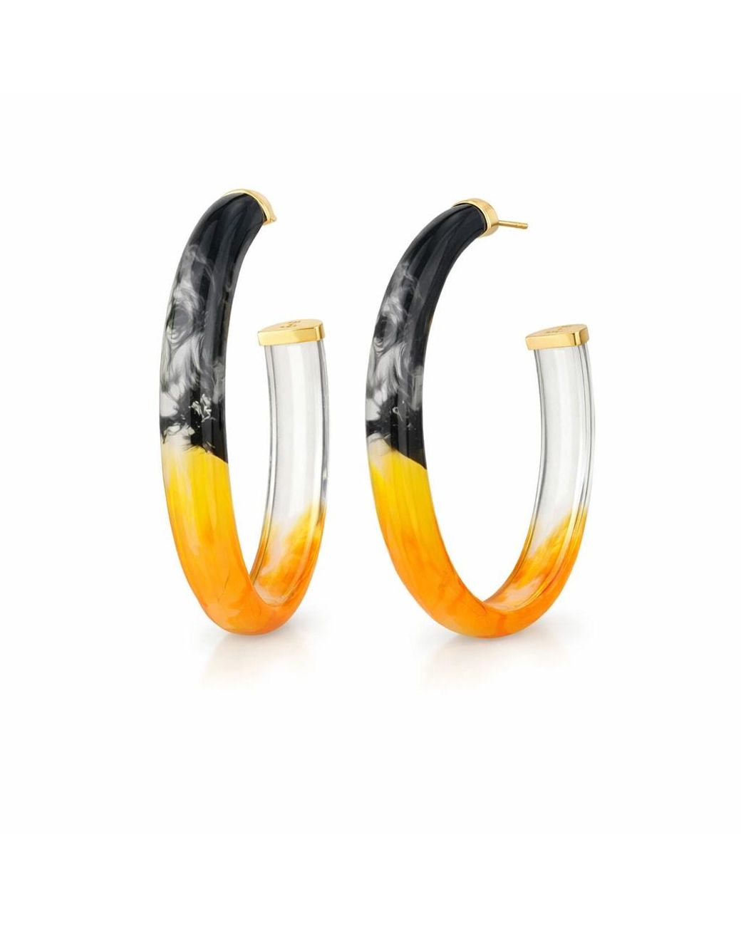 Gold & Honey Multicolor Xl Oval Tie Dye Lucite Hoop Earrings