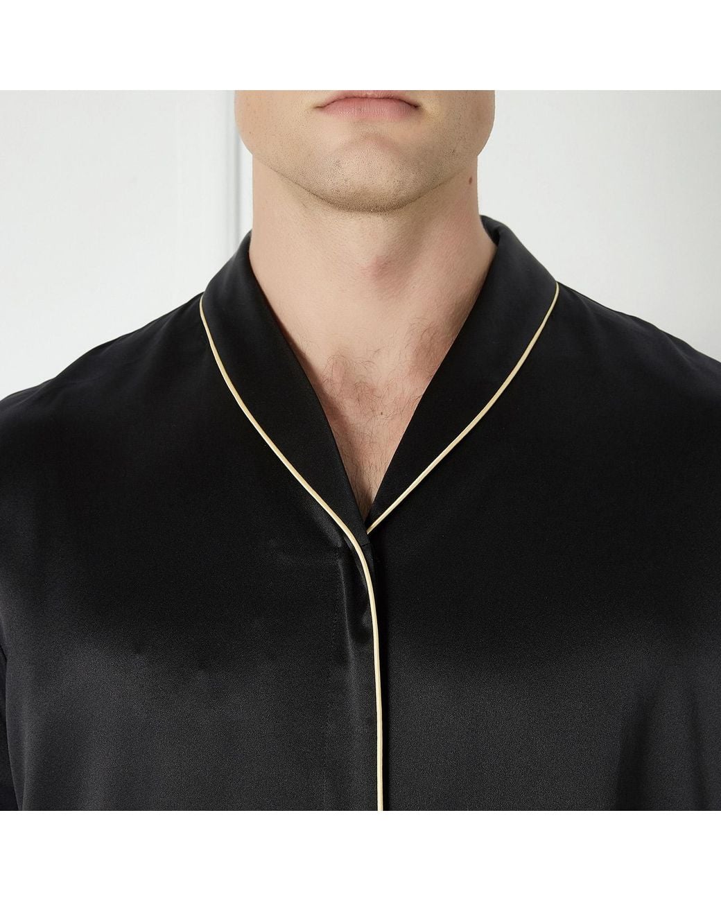 Soft Strokes Silk Black Daffodils Pure Silk Long Sleeve Pyjama Set For for men