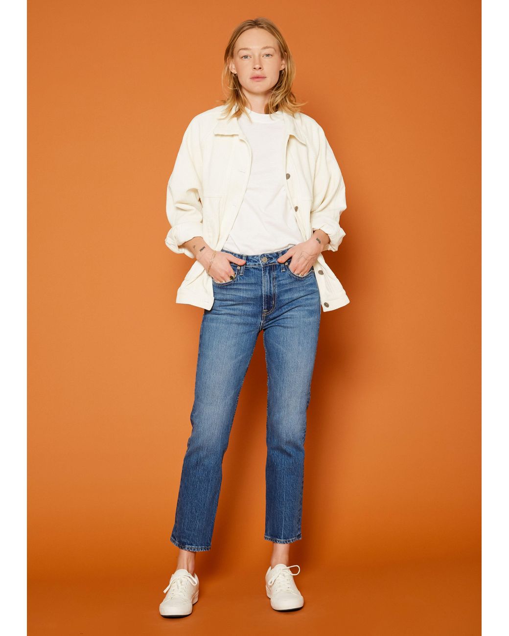 NOEND Blue Eve Slim Straight Crop Jeans