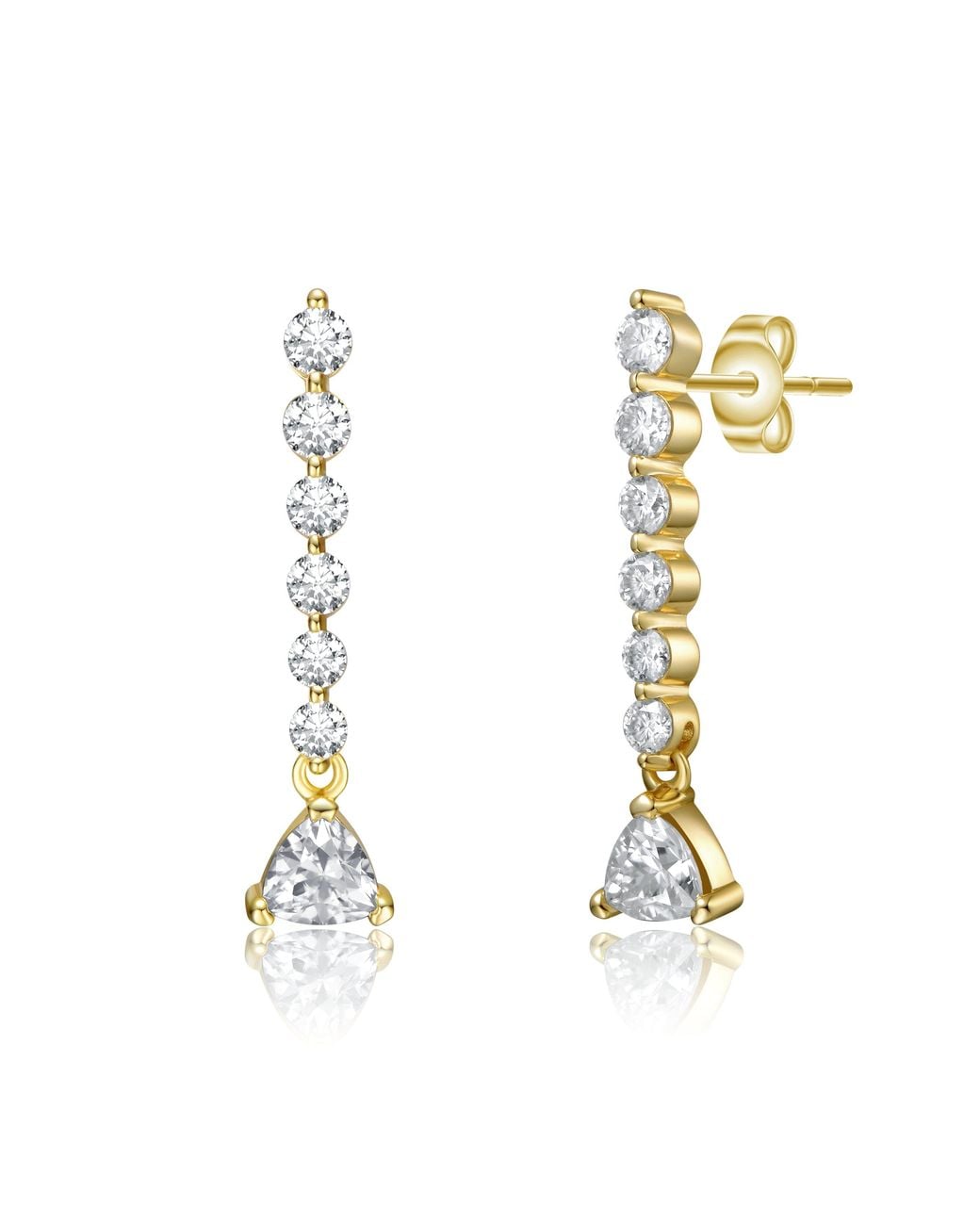 Genevive Jewelry Metallic Stella Vallentino Sterling Plated With Lab Created Moissanite Linear Dangle Journey Earrings