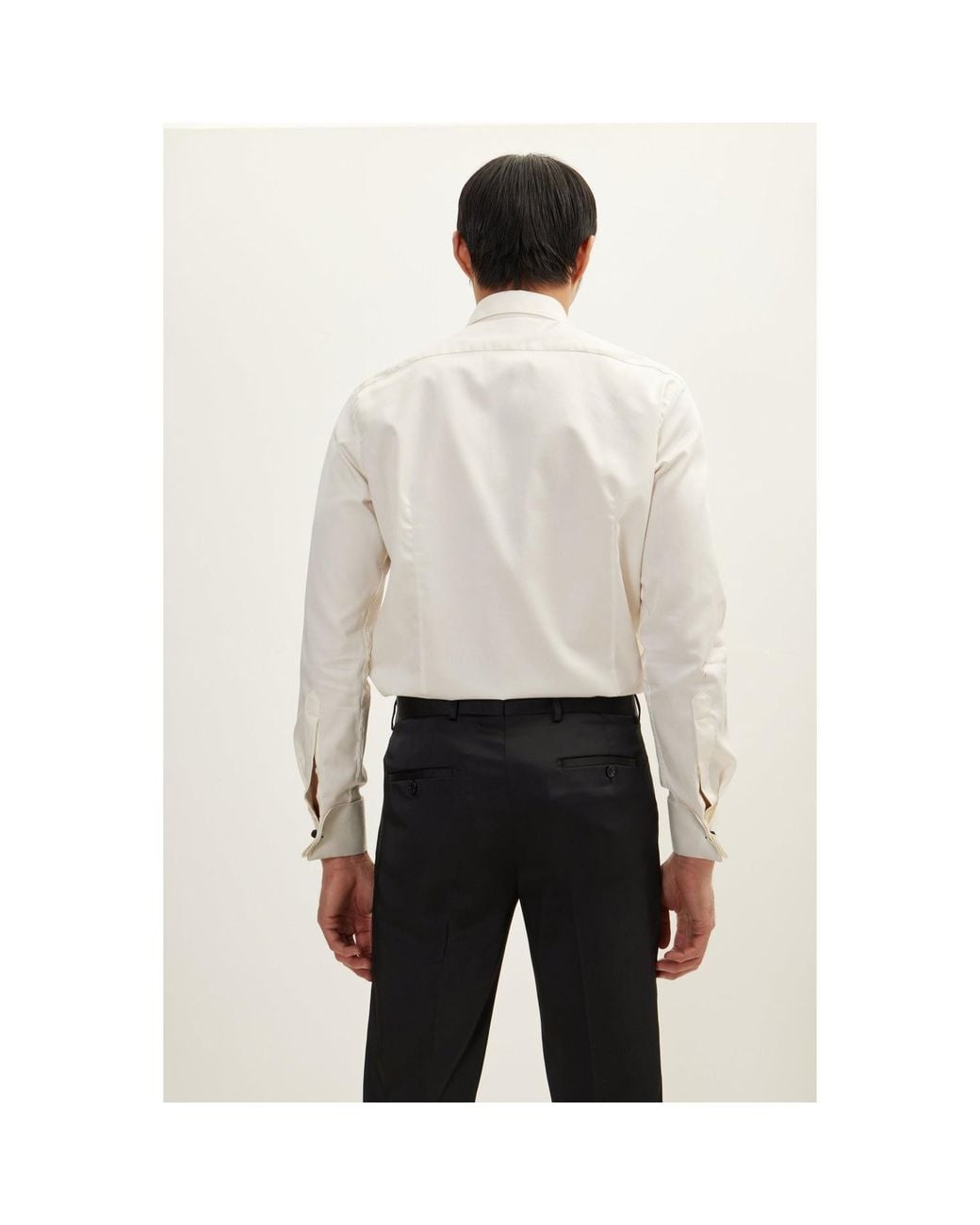Ron Tomson White Neutrals Wing Classical Top Front Stud Tuxedo Shirt for men