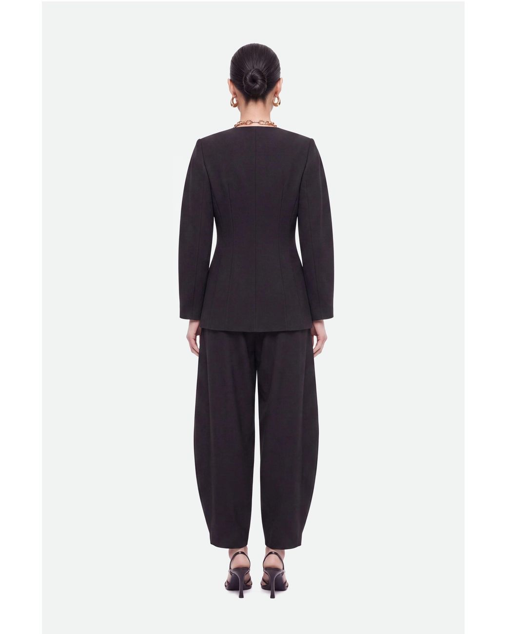 Nocturne Black Ring Button Wrap Front Jacket