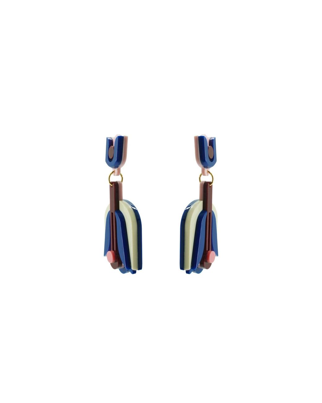 Gissa Bicalho Blue Handmade Acrylic Earring Pendant Nimphea