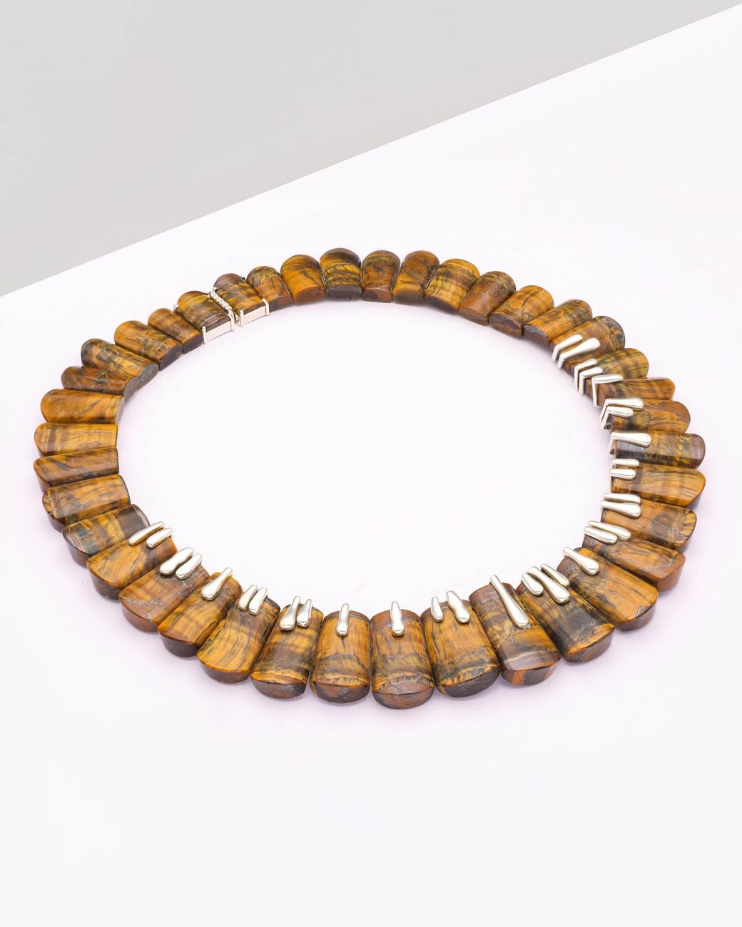 The Jewelz Metallic Wild Instinct – Tiger's Eye Fan Collar Necklace