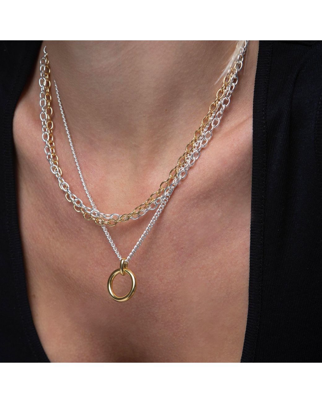 Argento Vivo Metallic The Two Tone Oval Chain Necklace