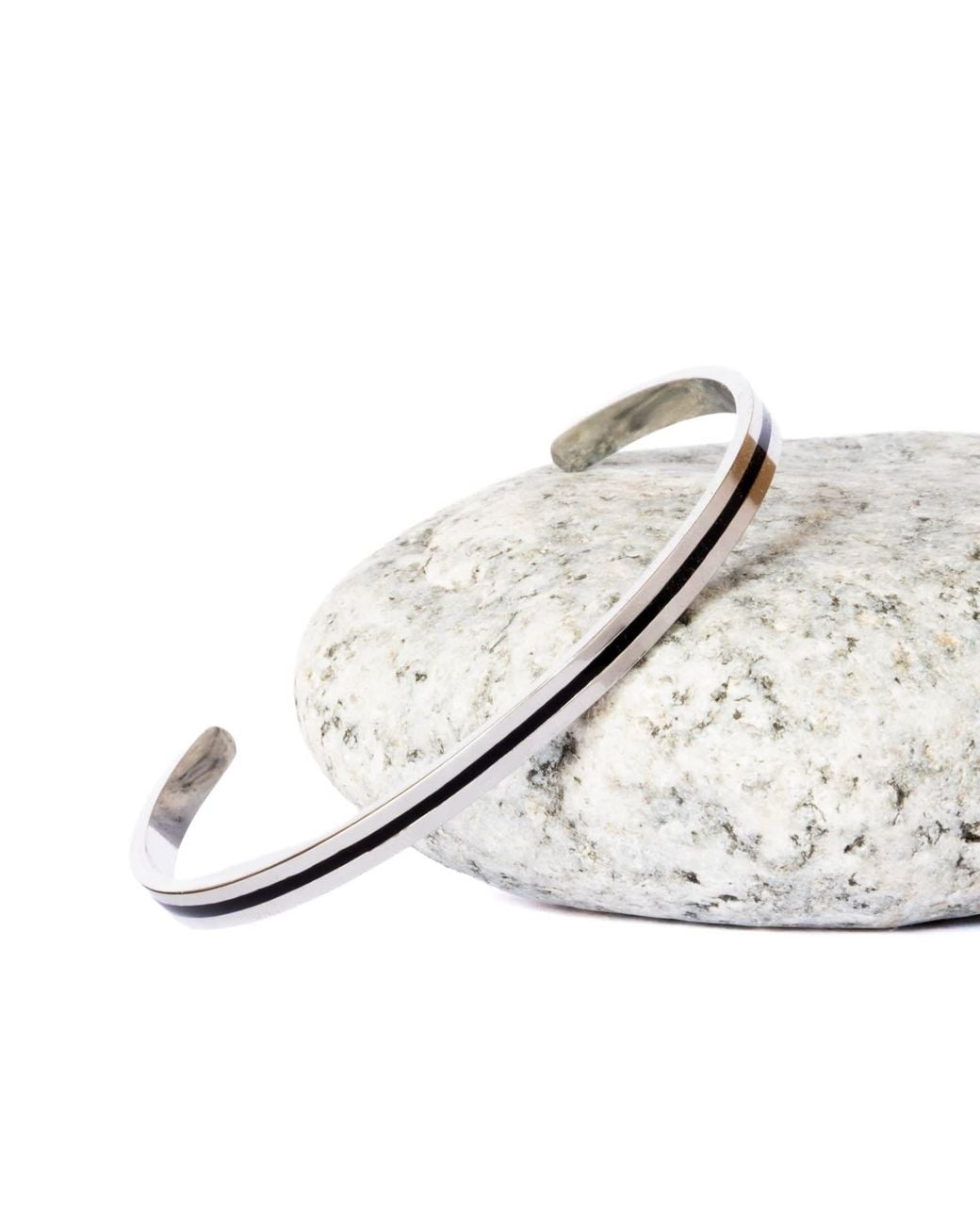 Harbour Uk White Ground Solid Stainless Steel Cuff for men