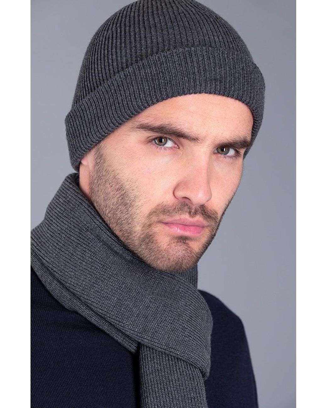 Paul James Knitwear Blue Heavyweight Merino Activewear Beanie