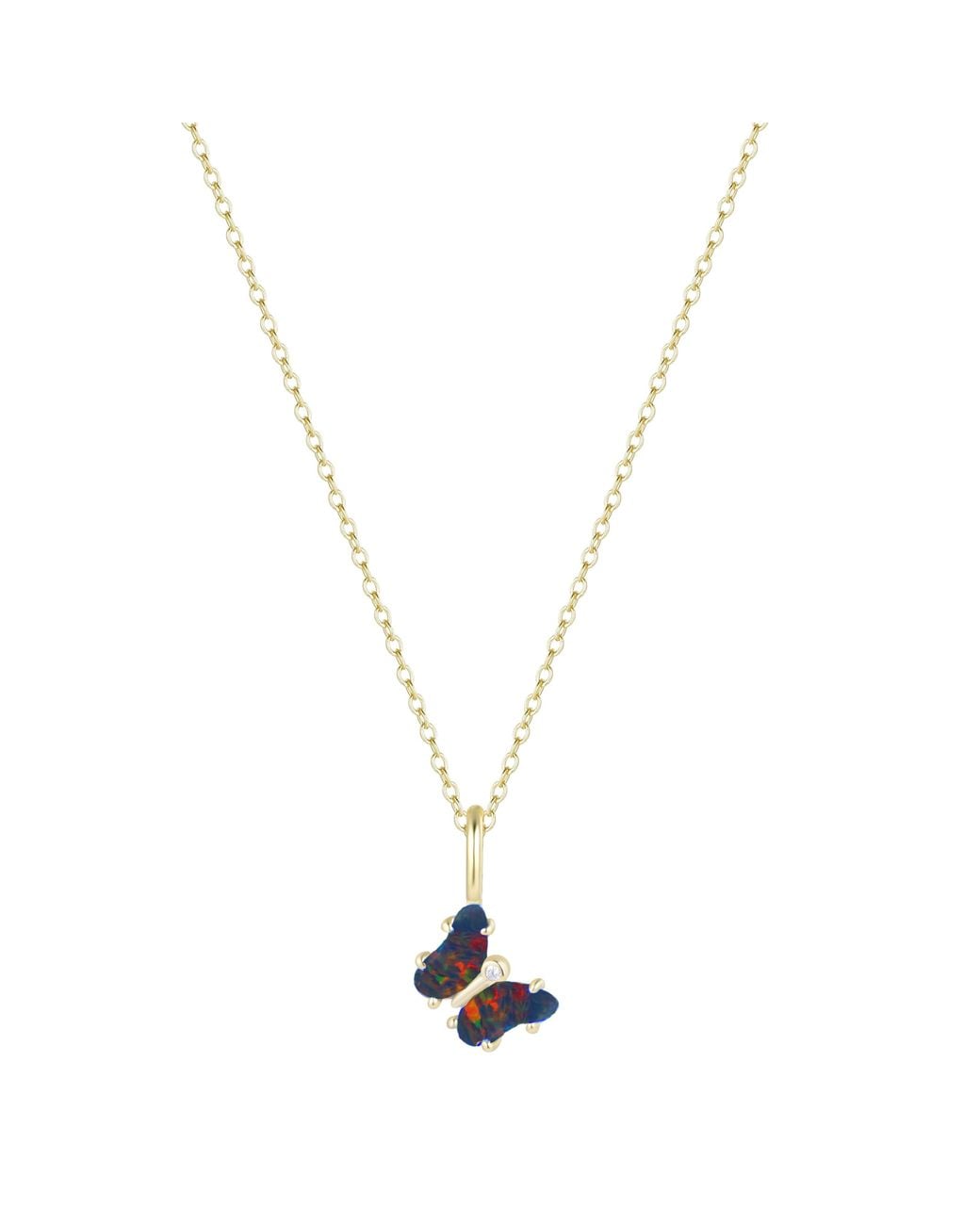 KAMARIA Metallic Mini Opal Butterfly Charm Necklace