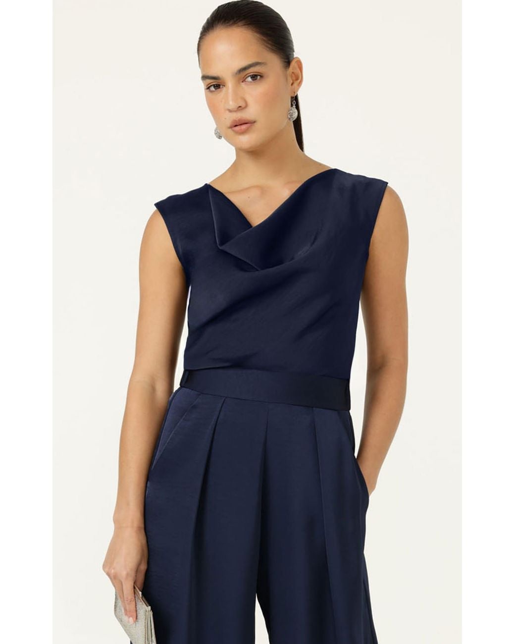 SACHA DRAKE Blue Luxe Cowl Bias Top