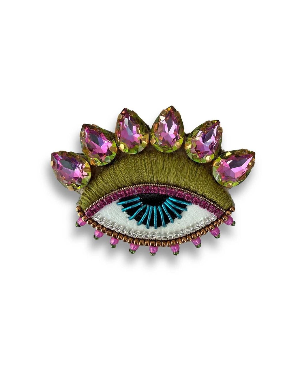 VETKA Green Eye Brooch With Crystals –Woodland Watch