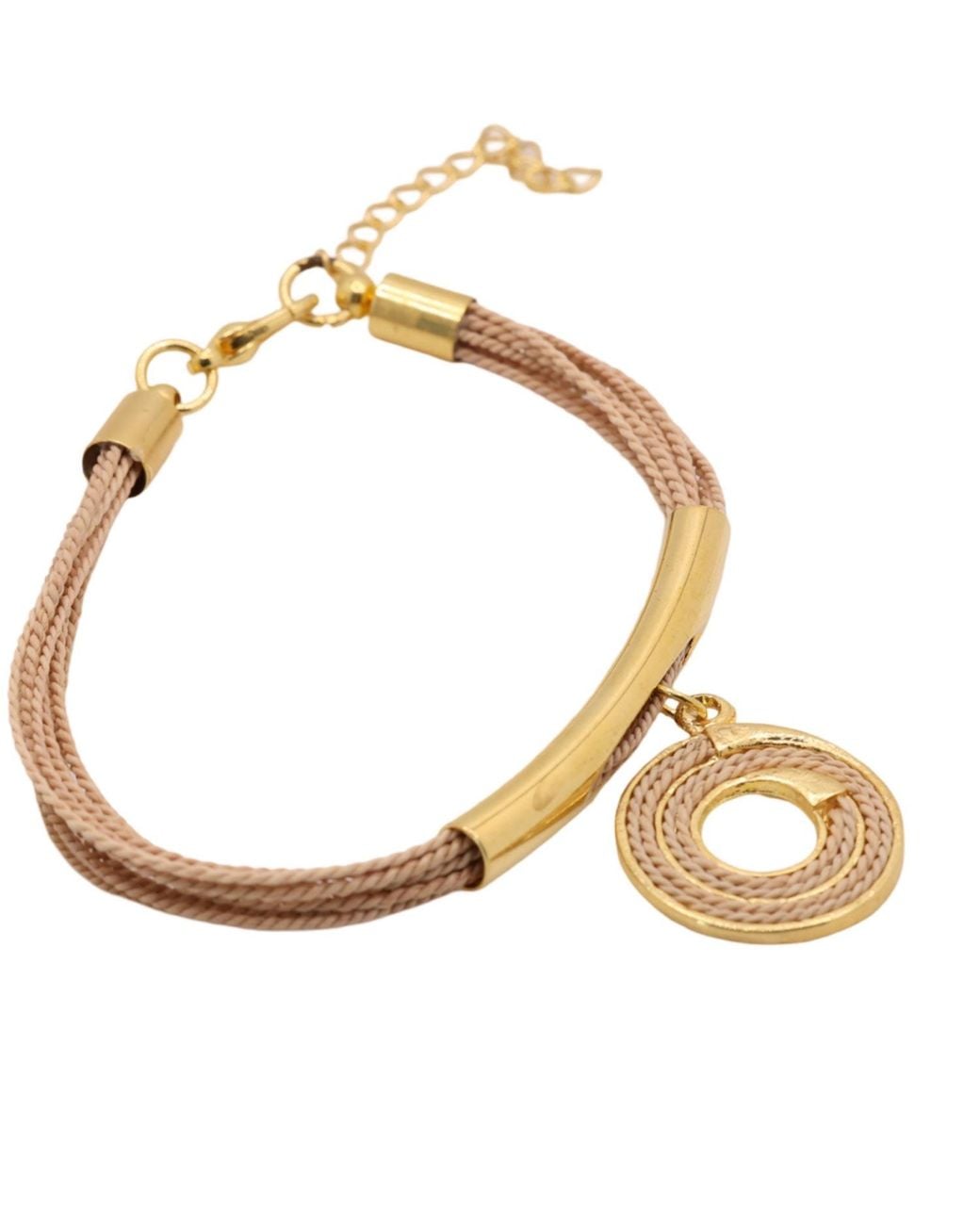 Nart Nature Making Art Metallic The Spiral Pendant Buriti Natural Fiber Bracelet