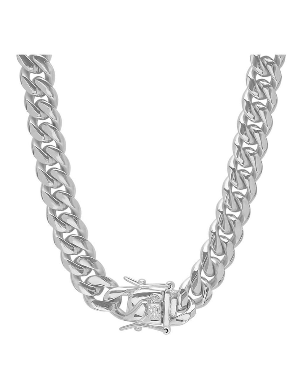 Steeltime Metallic Stainless Steel 12Mm Miami Cuban Necklace Chain With Box Clasp 24 Inch for men