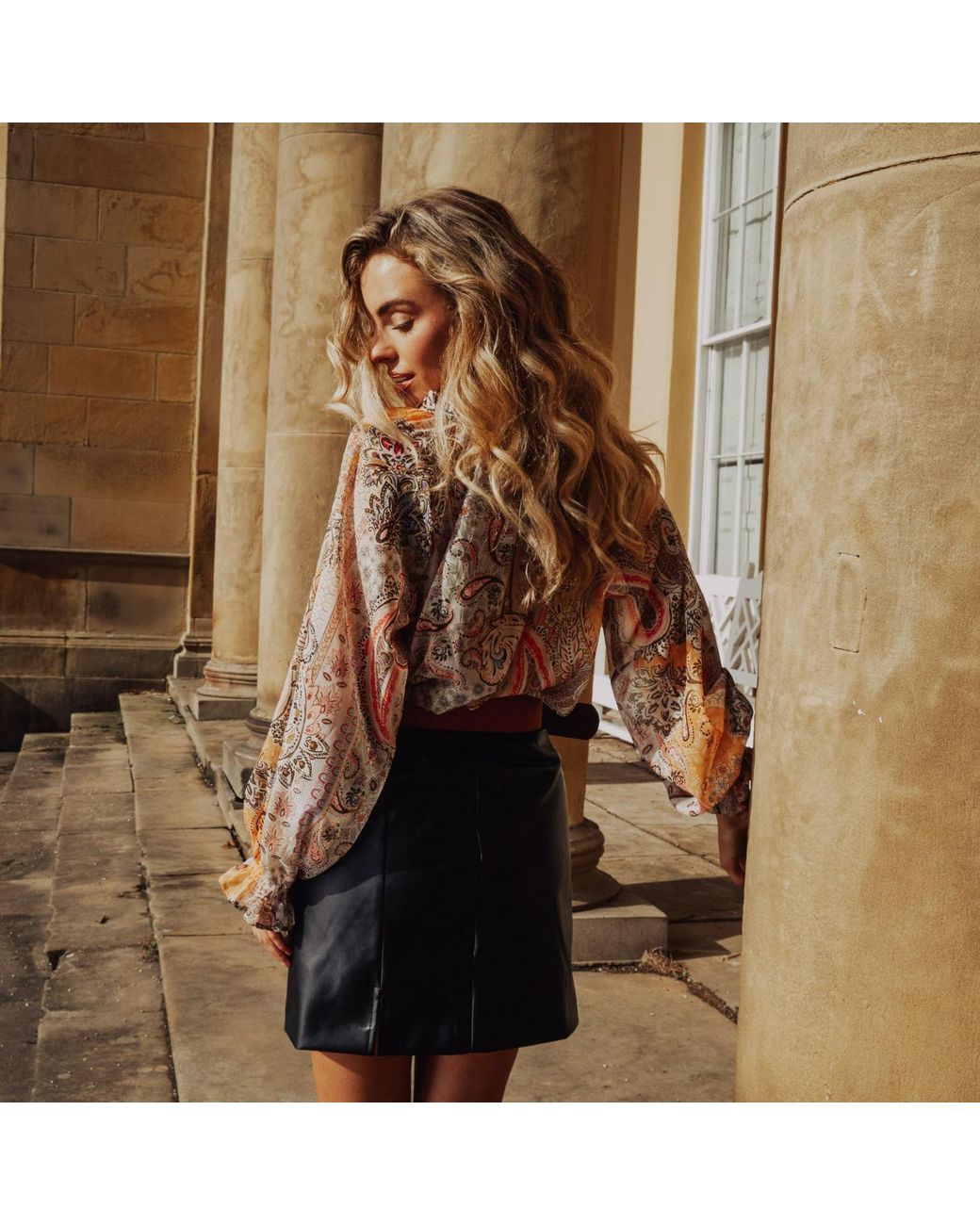 LAtelier London Multicolor Zaya Beige Paisley Print Blouse