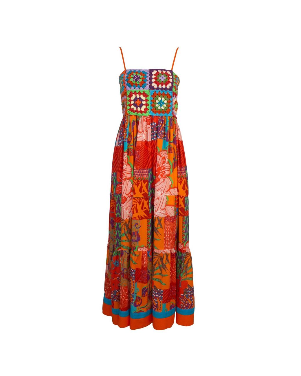 Lalipop Design Red Handmade Crochet Top Viscose Maxi Dress