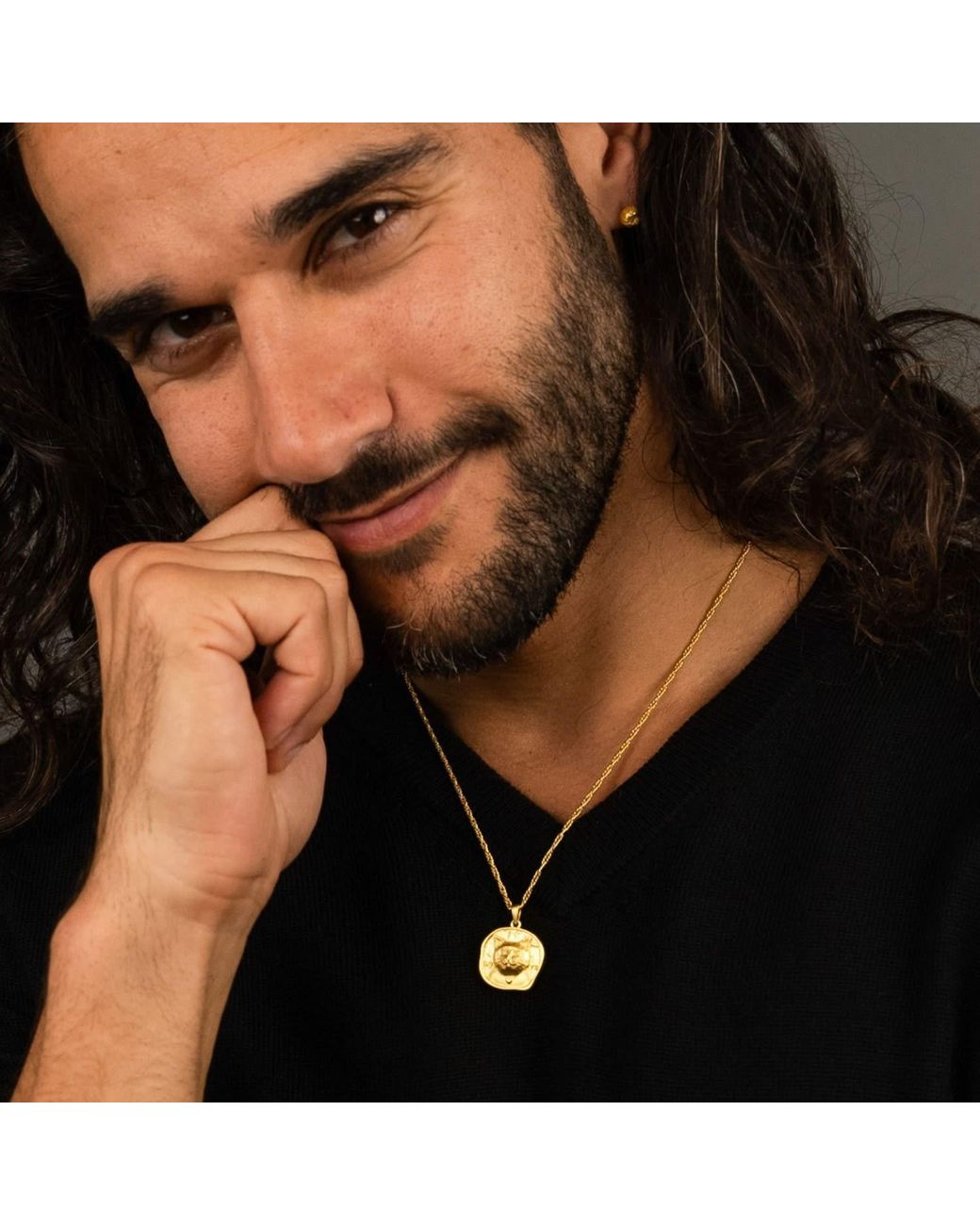 Frenvyrn Metallic Lars Reversible Cat Coin Necklace, Vermeil for men