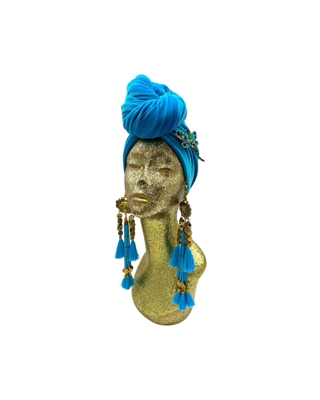 Julia Clancey Blue Azure Dragon Fly Dream Turban