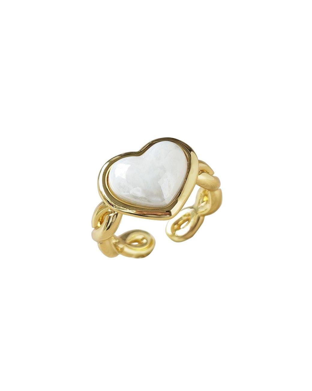 POPORCELAIN Metallic Porcelain Pearly Heart Braided Ring