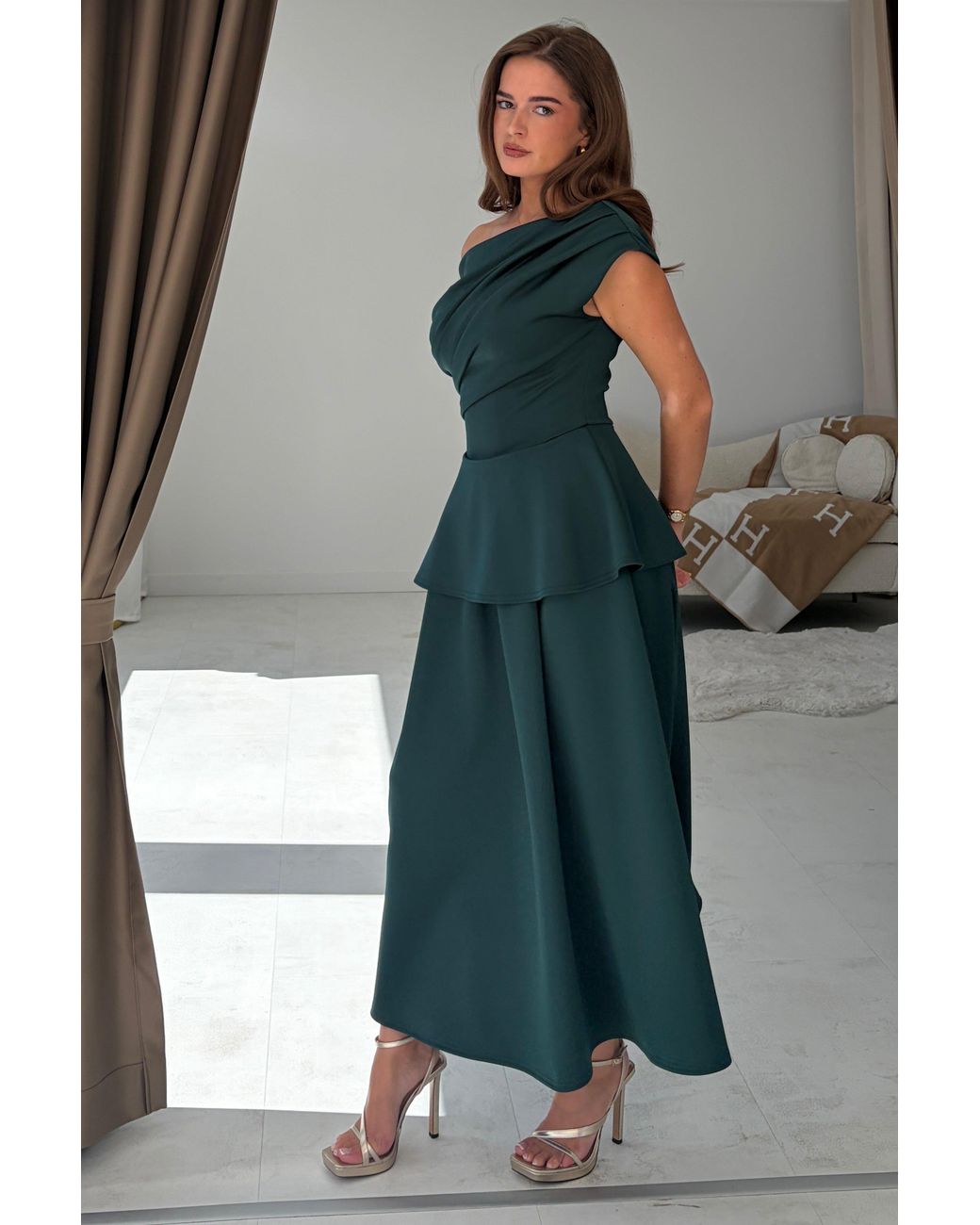 Girl In Mind Blue Connie Peplum Midi Dress