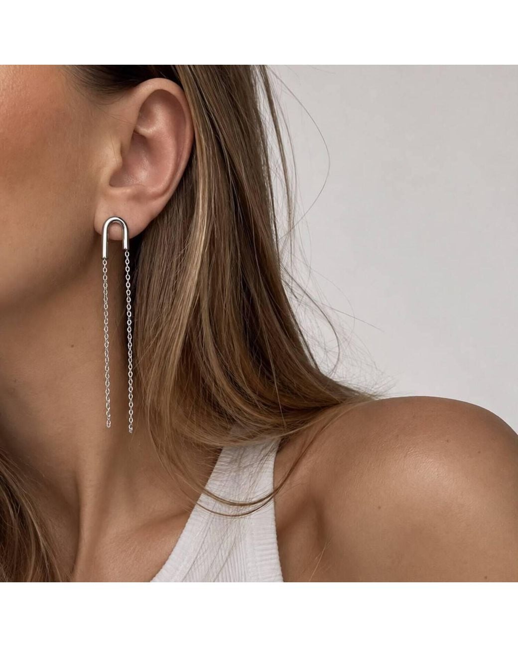 Bold Manifest Designs White Geometric Chain Drop Earrings X Unbound