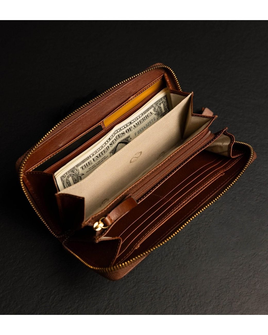 Time Resistance Brown Leather Continental Wallet