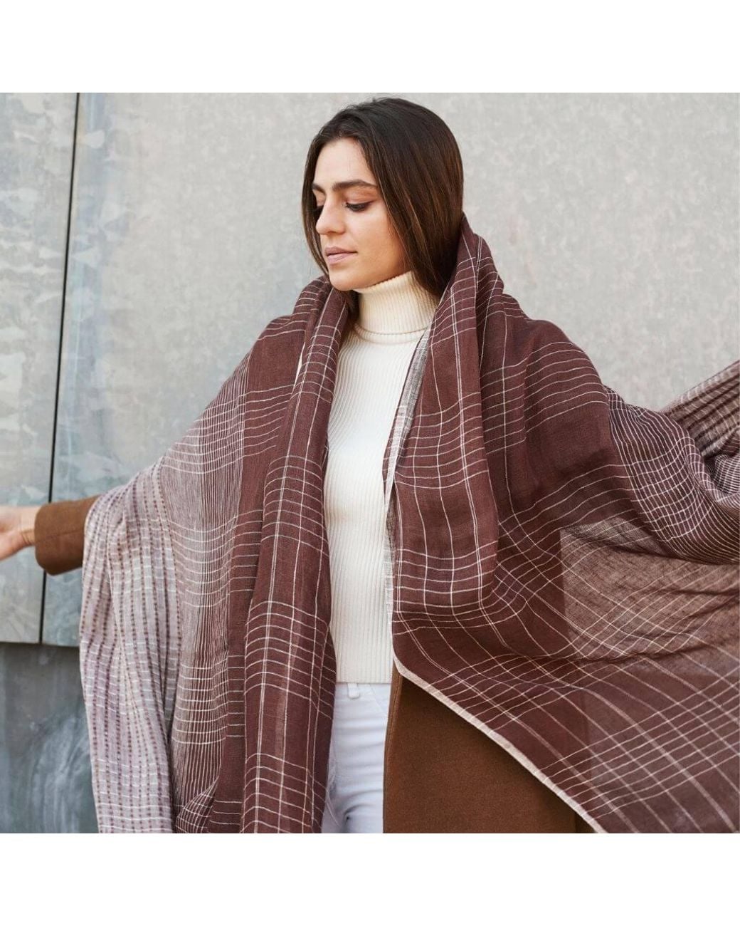 Variously Red Auro Cinnabar Handwoven Earthy Rust Linen Scarf