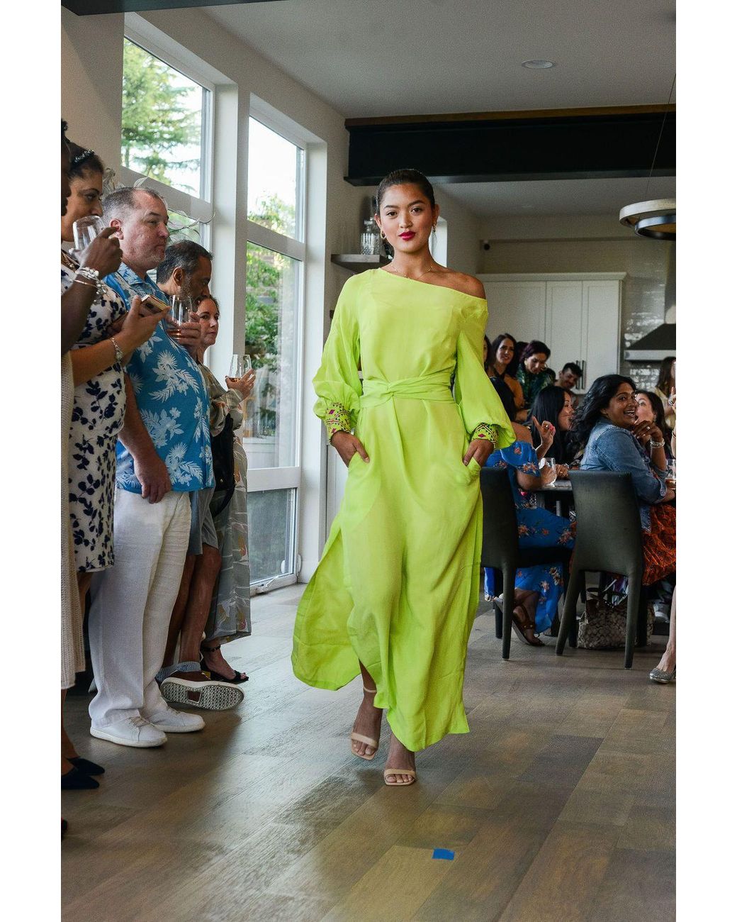 Yomisma Green Lotus Chiapas Embroidered Kaftan — Artisanal Handcrafted Resort Dress