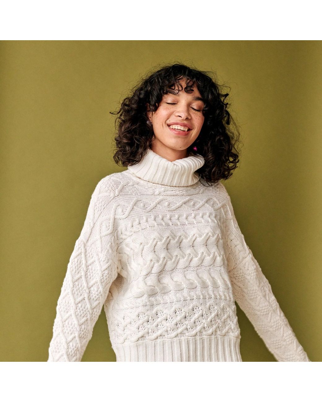 Gigi Knitwear White Cable Sweater