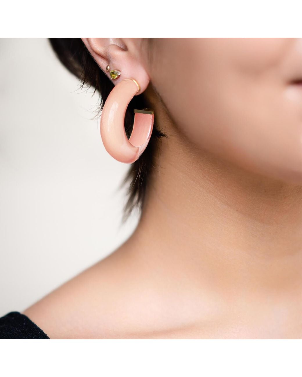 Gold & Honey Pink Rose Small Rose Illusion Hoop Earrings