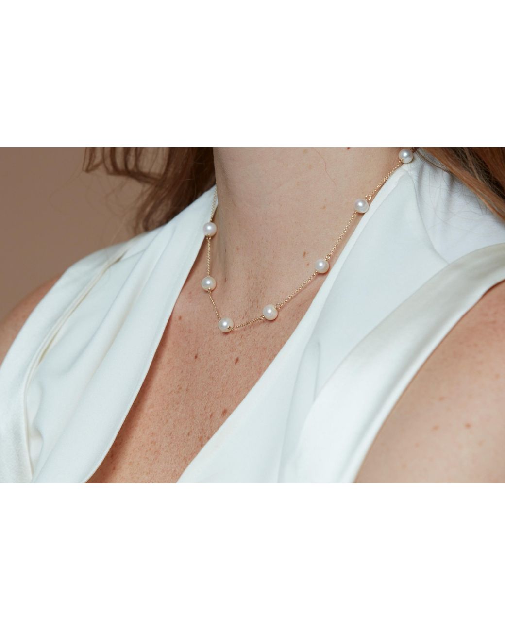 Pearls of the Orient Online Metallic Gratia Plated Chain Necklace With Cultured Freshwater Pearls