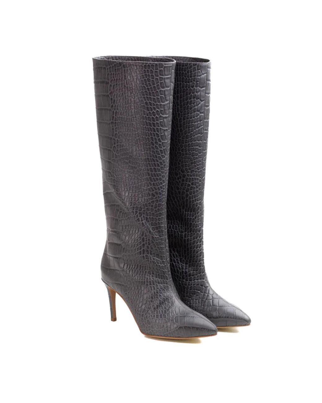 Ginissima Gray Ilona Embossed Leather Boots, Under Knee
