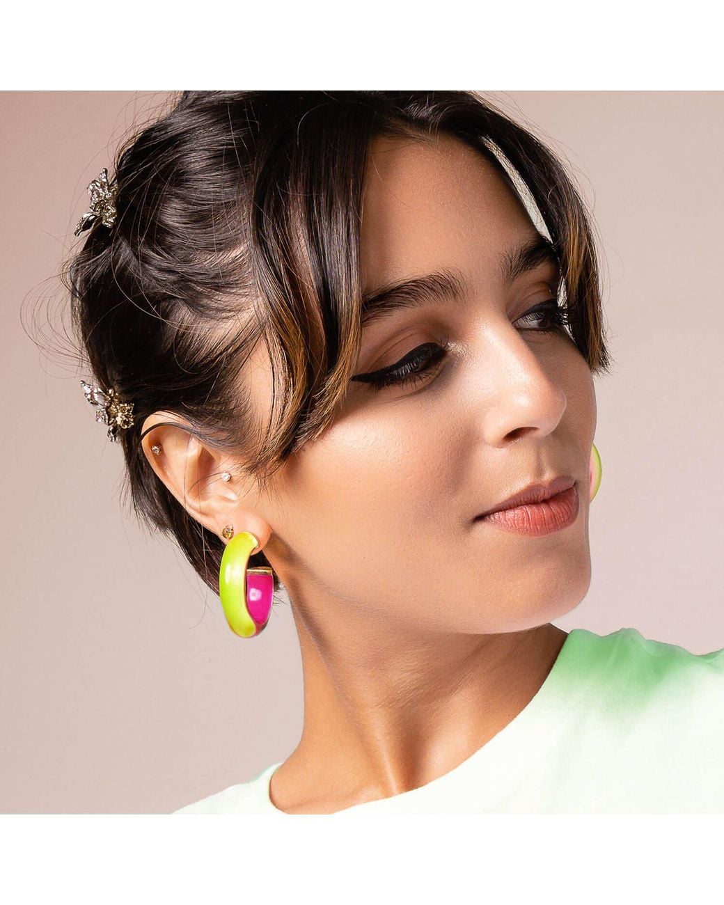 Gold & Honey Yellow Inside Out Lucite Hoop Earrings