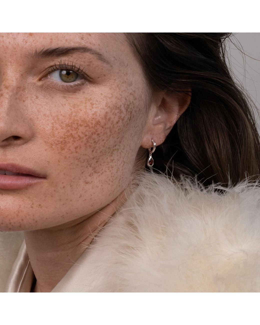 Zoe & Morgan White Ophelia Hoops With Garnet