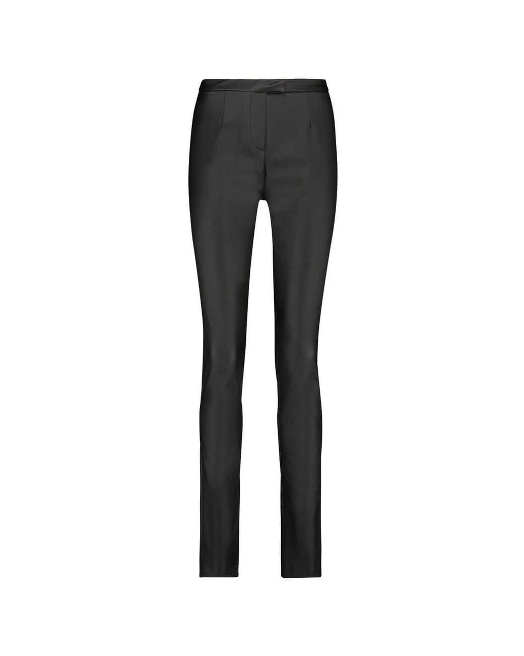 Monique Singh Black Faux Leather Fitted Pants