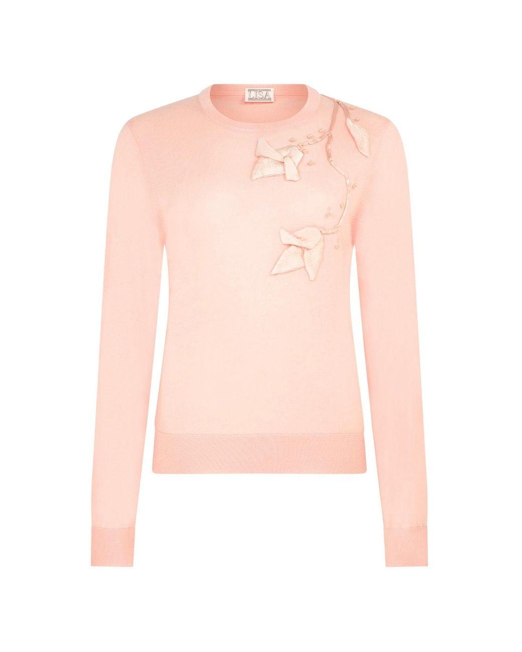 Lisa The Label Pink Magnolia Appliqué Sweater