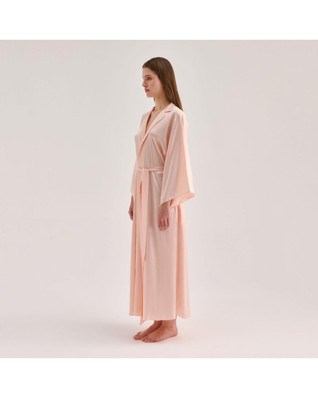 Avenue 8 Pink Silk Maxi Collar Robe