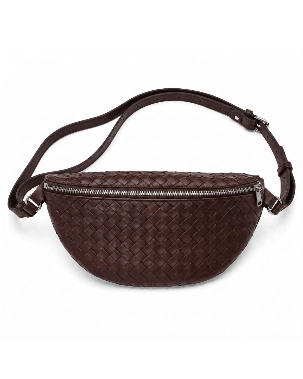 Mauritius Brown Woven Leather Crossbody Bag Parker
