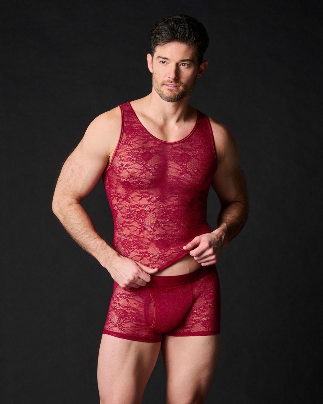 Journelle Red Sapna Tank Claret for men