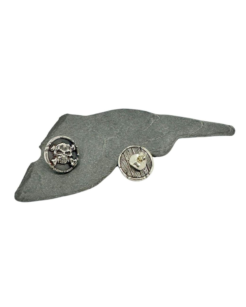 Tg-Jewellery by Tamara Gervasio Black Medaglie Skull Bones Stud Earring – Sterling