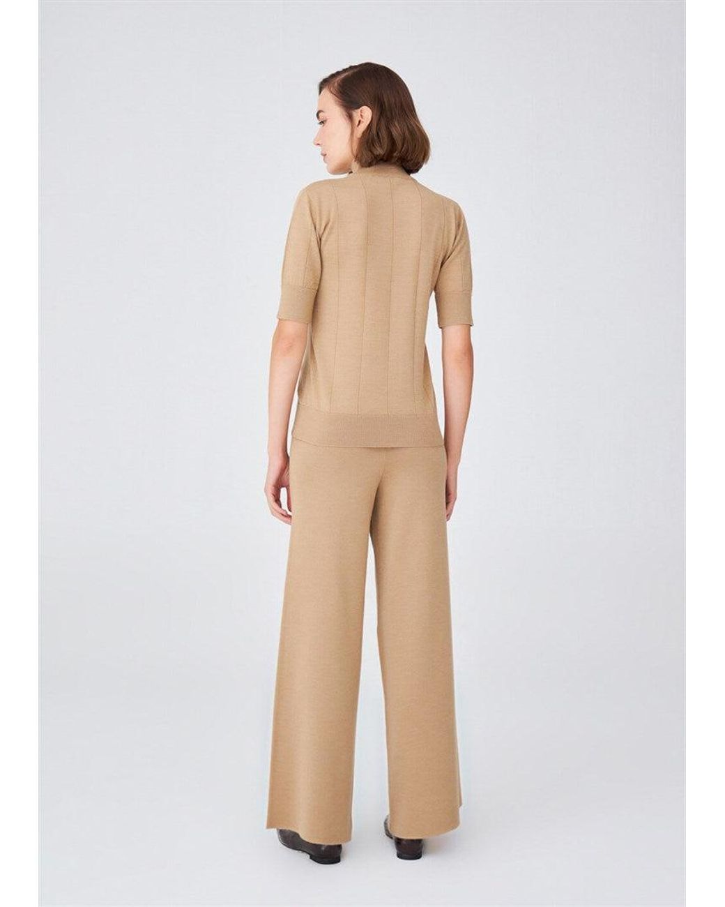 Peraluna Brown Bell Bottom Knit Trousers