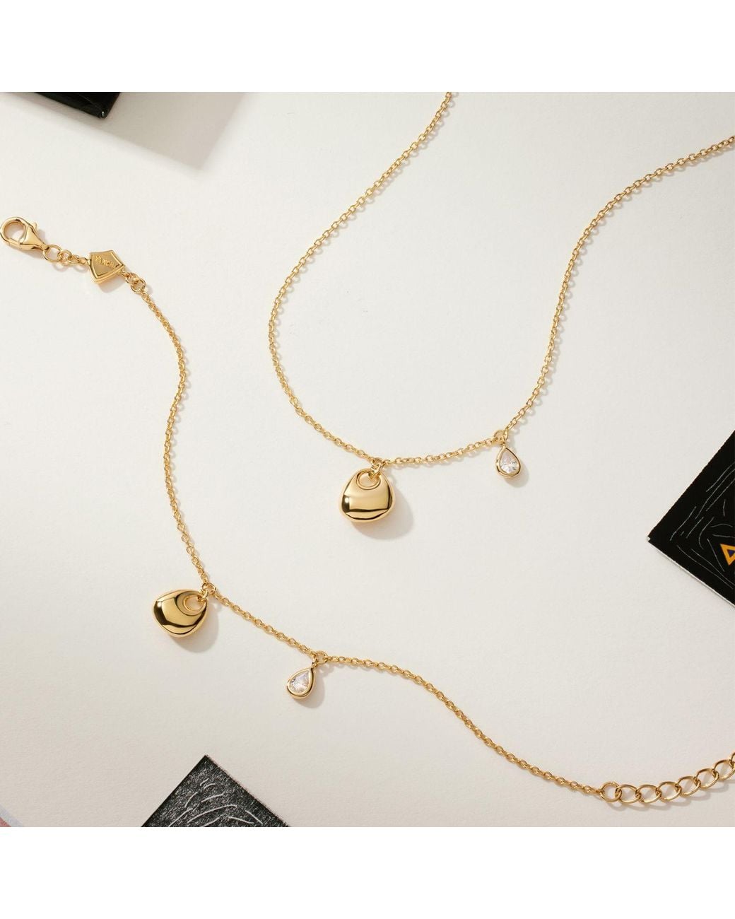Vanhi Metallic Nora Double Pendant Necklace & Bracelet Set