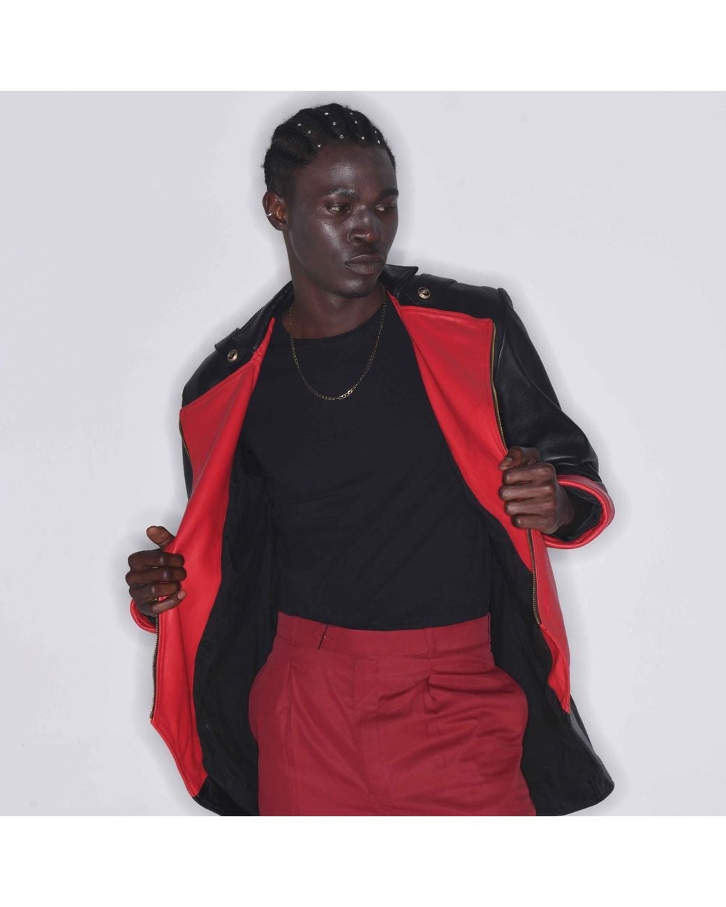 Zasta Studio Red The Gambler Long Coat Leather Jacket for men