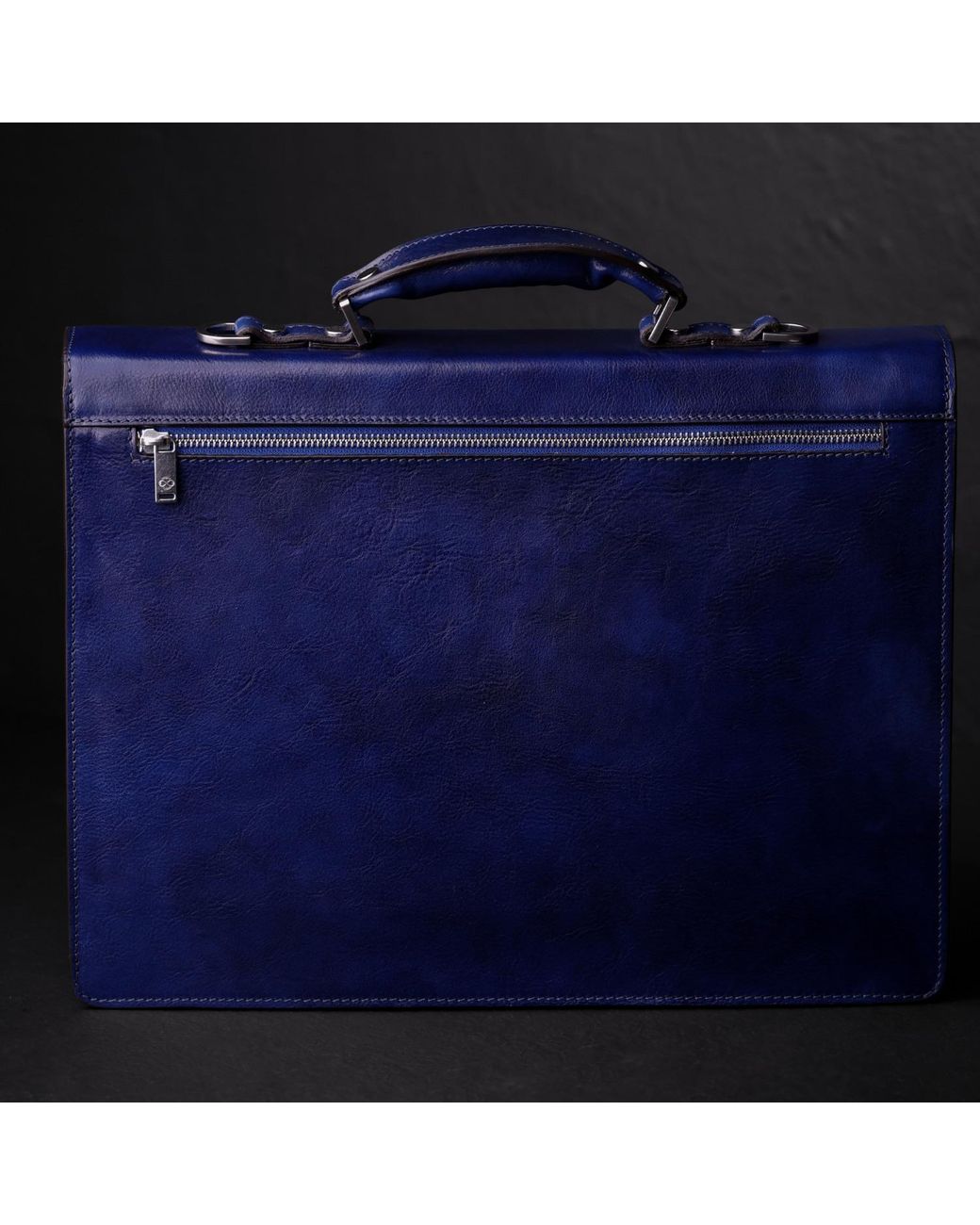 Time Resistance Blue Classic Design Leather Briefcase for men