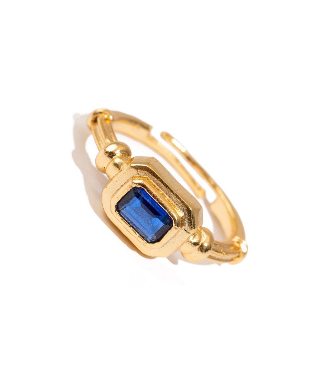 Ebru Jewelry Metallic Sapphire Spark Minimalist Adjustable Ring