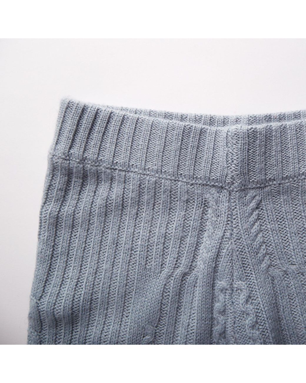 Fully Fashioning Blue Fern Cable Wool Blend Knit Shorts