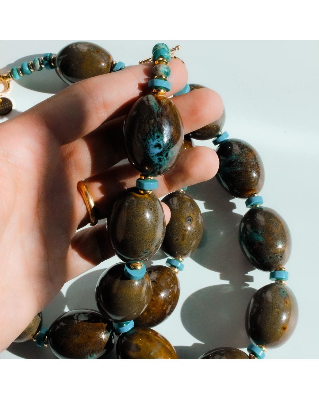 Edgar Navarro Jewelry Green Navarro Oval Ceramic & Statement Necklace