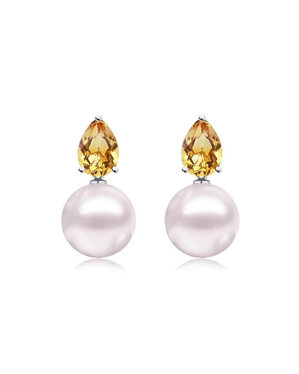 Kai Fine Jewelry Metallic Sterling Natural Citrine & Freshwater Pearl Venus Tears Convertible Earrings