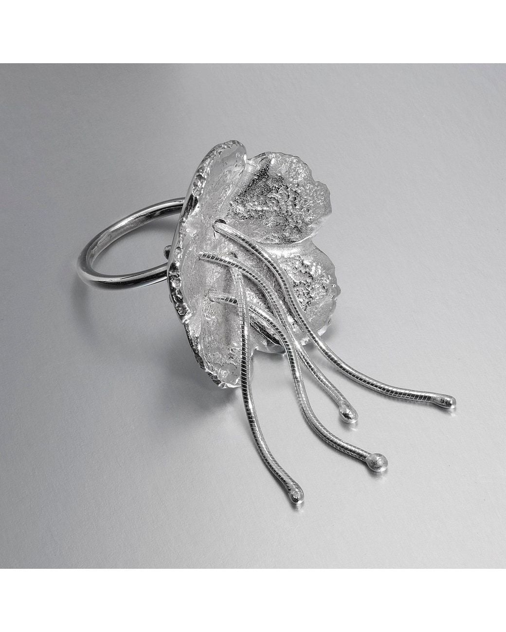 Lucy Quartermaine Metallic Large Flower Ring